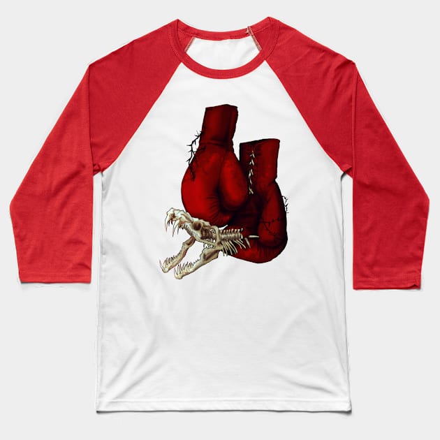 Red Gloves Baseball T-Shirt by KrasnyZmeya